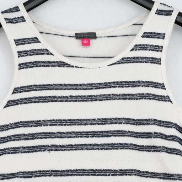 Vince Camuto Womens Striped Fringe Tassel Trim Sleeveless Knit Short Dress - Picture 3 of 7